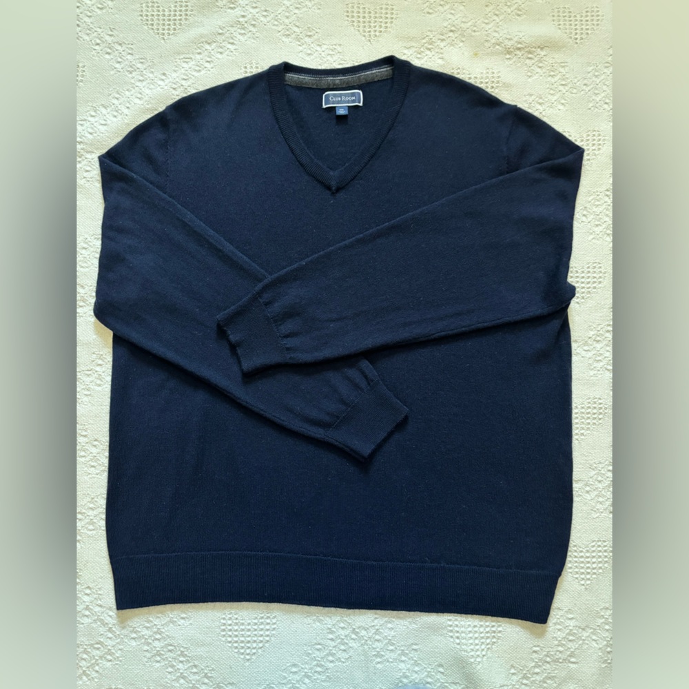 NAVY Wool Blend V-neck men’s size XXL-Quiet Luxury-Old Money-Minimalist